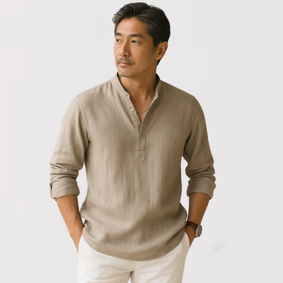 MASSIMO | テクスチャーコットン ヘンリーネックシャツ