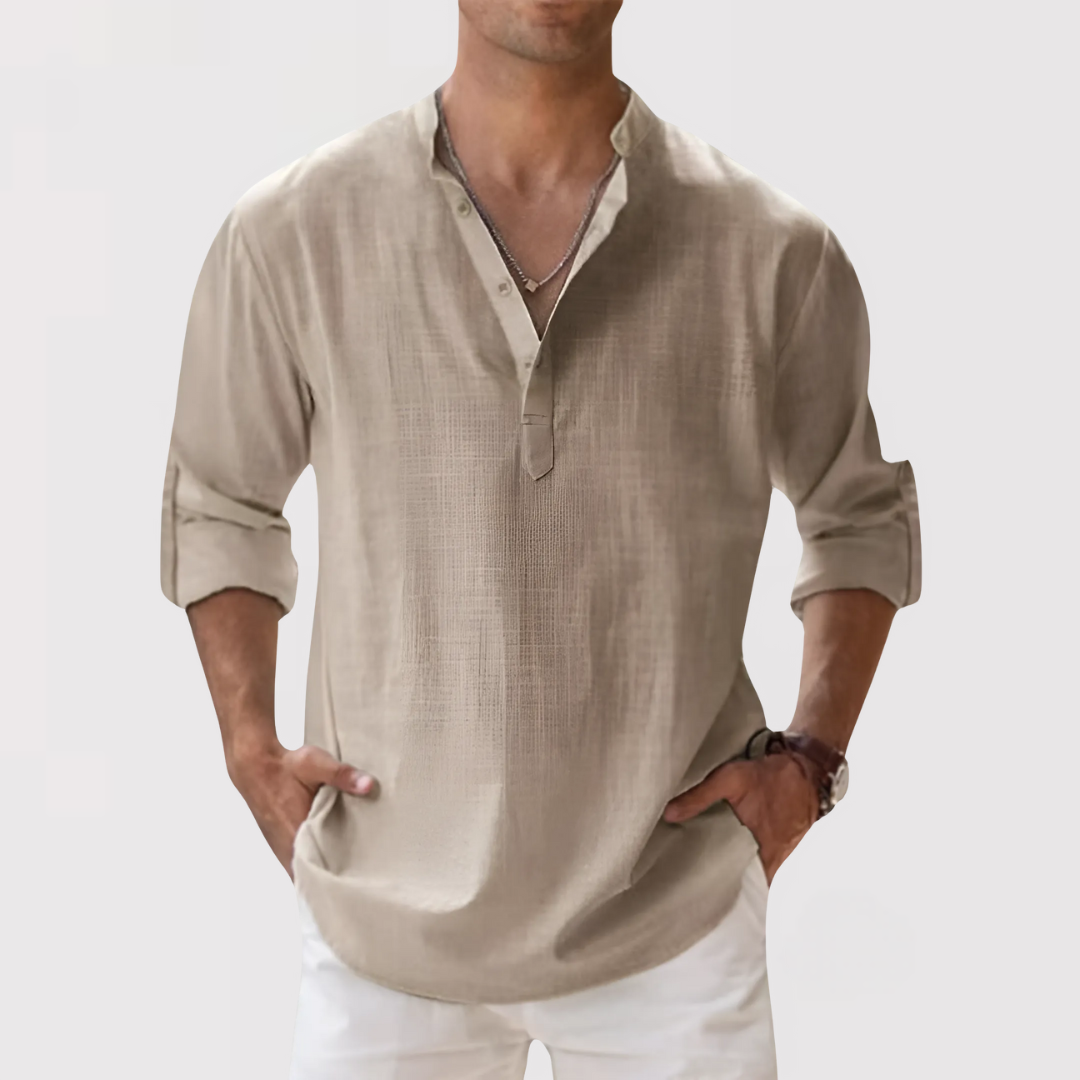 MASSIMO | テクスチャーコットン ヘンリーネックシャツ