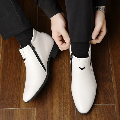 ピエール™ | エレガントなレザーブーツ（ジッパー付き）